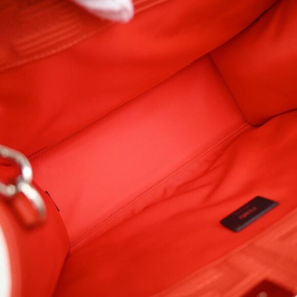 FENDI Logo Zucca Pattern 2way Tote Shoulder Bag Canvas Leather Orange 650RF496 - Picture 2 of 14